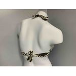 TIE HALTER TOP WITH RING EMBELLISHMENT SIZE X-SMALL