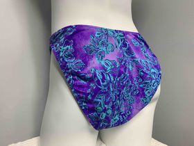 PURPLE AND BLUE FLOWERS MID RISE FULL BACK BOTTOM  SIZE 14