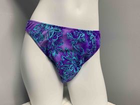 PURPLE AND BLUE FLOWERS MID RISE FULL BACK BOTTOM  SIZE 14