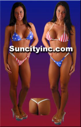 MICRO THONG FLAG SUIT SET