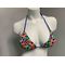 MULTI COLORED FLOWER TRIANGLE TOP WITH BLUE STRINGS